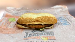Burger King Classic Chicken Sandwich food, bug, chicken, dinner, junk, sand, fast, meal, snack, king, lunch, lettuce, realism, mayonaise, sesame, wrapper, seeds, junk-food