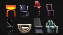 Chairs Pack 2 set, future, innovation, unreal, chairs, pack, quantum, collection, seating, cosmic, great, models, galactic, 3d, chair, model, futuristic, technology