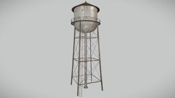Old Water Tower 03 tower, landscape, apocalyptic, post, rusty, apocalypse, dirty, farm, water, old, watertower, lowpoly-3dsmax, lowpoly-gameasset-gameready, lowpolymodel, pbr, lowpoly, low, poly, gameasset, structure, decoration, building, industrial, gameready, environment