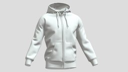 Hoodie Zip White PBR Realistic people, textile, women, up, clothes, vr, ar, mockup, woman, sweater, mock, men, hoodie, uni, pullover, loth, hoody, character, asset, game, low, poly, man, female, male, clothing