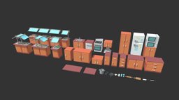 Stylized kitchen props room, sink, microwave, furniture, oven, buffet, drawer, counter, props, kitchen, fridge, nhtv, retirement, ue4, unrealengine, schoolproject, igad, digital3d, celshader, davidpuerta, lowpoly, gameart, home, stylized, decoration, environment, buas