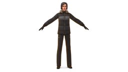 A young girl in a down jacket, a ski suit suit, shirt, down, people, women, jacket, pants, brown, coat, ski, young, shoes, worker, slim, earrings, woman, beautiful, heels, casual, womens, necklace, personnage, braids, trousers, low-poly-model, lowpoly-gameasset-gameready, caucasian, -woman, womancharacter, tights, hairstyle, employee, womenswear, woman3d, girl, casualwear, casual-wear, buisnesswomen, braids-hairstyle