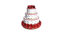 Three Tier Flower Wedding Cake food, fruit, cake, cherry, ice, pie, cream, cupcake, rose, wedding, sugar, candy, dessert, cotton, strawberry, roses, frosting, buffett