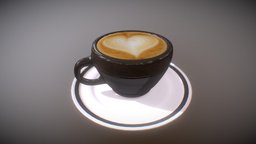Cup of Coffee tea, cafe, heart, coffee, plate, love, kitchen, low-poly, glass, cup