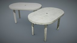 Garden Plastic Table White garden, picnic, exterior, prop, unreal, realtime, furniture, table, engine, backyard, ue4, unity5, lods, barbecue, cheap, unity4d, substancepainter, unity, asset, game, blender3d, house, home, plastic, hdrp, unityhdrp