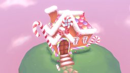 Candy Cottage gingerbreadhouse, smallenvironment, handpainted, fantasy, handpainted-lowpoly