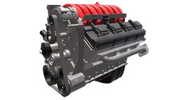 V8 Car Engine 3D Model mechanics, power, turbine, gas, gasoline, cylinder, mechanical, motor, transport, detail, speed, dodge, v8, engine, auto, part, vehicle, car