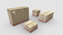 Cardboard Boxes Pack 2 storage, household, packaging, carton, prop, warehouse, boxes, cardboard, realistic, tool, box, pbr, container, industrial