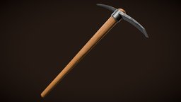 Stylized Western Pickaxe wooden, props, iron, pickaxe, unrealengine, wildwest, pbr, stylized, gameready