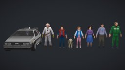 BTTF characters b3d, delorean, shadeless, backtothefuture, characterrig, character, handpainted, blender, lowpoly, stylized, nonphotorealistic