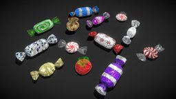 Candies Sweets food, christmas, party, sugar, candy, tasty, sweets, accesories, carmel, candies, lolipops, candycane, candycanes, low-poly, lowpoly, gameasset, gameready, tasty-food