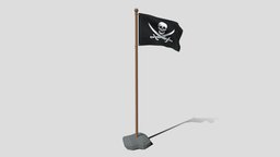 Low Poly Seamless Animated Pirate Flag wind, flag, flagpole, seamless, blackbeard, blender, lowpoly, low, poly, ship, pirate, animated, sea, emplem