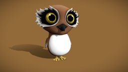 cartoon owl owl, cute, little, baby, bird, small, night, brown, cartoon, animal, rigged