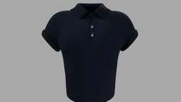 Rolled Sleeves Male Polo Shirt short, in, neck, shirt, t, top, clothes, summer, sleeves, mens, polo, t-shirt, wear, rolled, pbr, low, poly, male, black, navy, tucked