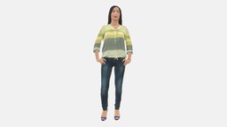 Woman In Yellow Sweater 0248 style, people, clothes, miniatures, realistic, woman, yellow, sweater, character, 3dprint, model