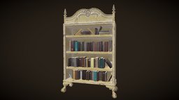 Book Case Short shelf, books, bookcase, bookshelf, weathered, substance, painter, unity, blender