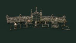 Cemetery Package | Game assets fence, gate, graveyard, cross, tombstone, cemetery, headstone, gameassets, easterneuropean, unity, unity3d, pbr, gameready, noai