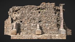 Castle Wall Ruin Scan 03 tower, abbey, abandoned, castle, ruins, medieval, column, broken, pillar, 4k, realistic, old, roman, real, part, destroyed, dry, mixed, colosseum, realisim, photoscan, photogrammetry, 3d, blender, pbr, model, scan, stone, house, building, wall