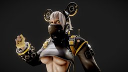 Mouse Girl cute, pose, unreal, game-ready, abs, underboob, unity, girl, pbr, stylized