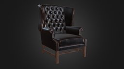 Winston low poly armchair Ver.1 leather, armchair, vintage, seat, ready, furniture, furnishing, old, creativecommons, substance, painter, game, 3d, blender, chair, low, poly