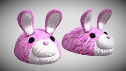 Bunny Slippers hair, modern, rabbit, toon, cute, meme, unreal, boot, ready, pink, shoes, fur, fbx, daz, engine, fluffy, roblox, vrchat, fortnite, vroid, unity3d, game, blender, pbr, low, poly, stylized, anime, clothing, funny