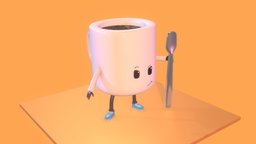 Little Cup of coffee food, coffee, cartoon, stylized, cup