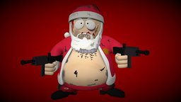 Santa from South Park south, fanart, red, fun, santa, christmas, park, color, southpark, cartman, maya, character, low-poly, cartoon, lowpoly, low, poly