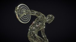 The Discobolus statuette, deco, decorative, 3dprinting, statue, disk, discobolus, abstractart, atletismo, abstract, sculpture, gold