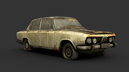 BMW Wreck automobile, rusty, rusted, damaged, old, destroyed, photogrammetry, lowpoly, scan, car, gameready