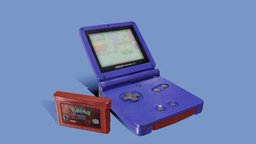 Gameboy Advance SP cg, pokemon, prop, retro, nintendo, realism, video-games, substancepainter, texturing, maya2018, 3dmodel, sketchfab, gameboyadvancesp