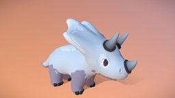 Baby Triceratops Running sculpt, cute, baby, triceratops, running, colorful, low, poly, animal, stylized, dinosaur