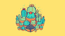 Cat-ctus plant, cat, cactus, maya, photoshop, zbrush, stylized