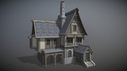 Medieval house | Generic Textures | Game ready trim, medieval, atlas, bevel, old, house-model, freemodel, tp1, architecture, lowpoly, model, stone, house, wood, free, gameready, trimsheet