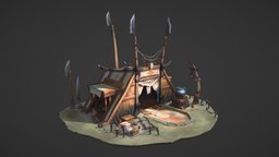 Therapeutic center tribal, center, culture, diorama, therapy, vikings, handpainted, 3d-coat, cartoon, photoshop, blender, house, medical
