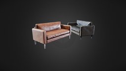 Leather Sofas sofa, leather, brown, furniture, sofas, sofabed, sofachair, low-poly, blender, lowpoly, blender3d, substance-painter, design, black