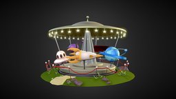 Space Carousel festival, carousel, childhood, themepark, gameart, conceptart, druft