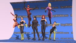 The Superhero Construction Kit Modern Females1-8 sci, fi, superhero, logo, woman, supergirl, wonder, unity, low-poly, game, model, female, animation