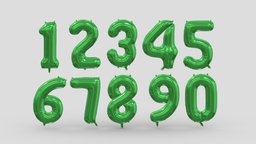 Balloon Numbers Green text, flying, balloon, font, accessories, party, decorative, holiday, letter, birthday, inflatable, logo, roman, alphabet, number, holidays, balloons, language, advertisement, helium, inflated, symbols, foil, various, 3d, air, decoration, gold