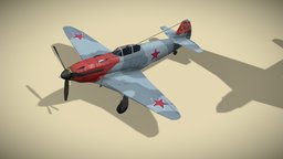 Yakovlev YAK-3 ww2, airplane, fighter, soviet, interceptor, propeller, aircraft, yakovlev, lowpoly, military, gameasset, plane, yak-3, jak-3, jakowlew