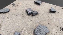 Asphalt fragments on dusty ground dune, 3d-scan, road, ground, earth, rough, damaged, pieces, rural, props, desolate, asphalt, countryside, fragments, crack, gamereadyasset, photoscan, photogrammetry, sci-fi, construction, material