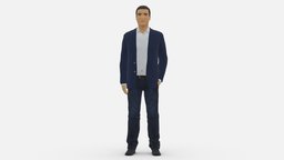 Man in blue suit 0689 suit, style, people, clothes, miniatures, realistic, character, 3dprint, model, man, blue, human, male