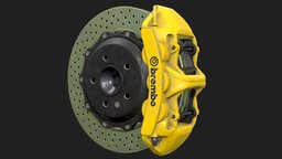 Brakes BREMBO 6 Pots LowPoly automobile, brakes, brembo, support, vihicle, racecar, disk, racing, car