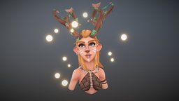 Dryade face, elf, dryad, character, girl, hand-painted