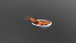 Low Poly Foodbowl with meatskewers dae, food, cityscene, thailand, bangkok, low-poly