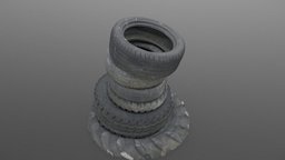 Tyre collumn truck, tire, dump, 3d-scan, used, tyre, waste, recycle, old, 3d-scanning, rubber, tyres, photoscan, photogrammetry, asset, game, scan, gameasset, car