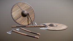 Viking Weapons Set. assets, axes, viking, melee, shields, ue4, unrealengine4, two-handed, one-handed, meleeweapon, weapon, asset, weapons, axe, shield, gameready