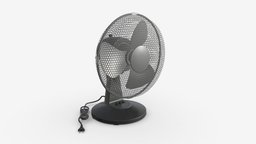 Table Fan Gray ventilator, wind, white, tabletop, fan, safe, electrical, appliance, propeller, conditioning, ventilation, cooling, 3d, cool, pbr, air, electric