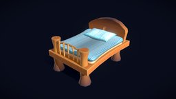 Cartoon Bed bed, bedroom, free3dmodel, freedownload, free-download, gameasset, gameready, cartoonbed