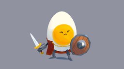 Michael egg, yolk, handpainted, blender, lowpoly, sword, shield