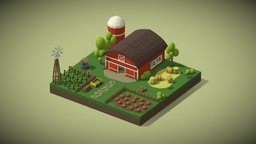 "Farm" For mobile game scene, farm, mobilegames, lowpoly, gameart, gameready, willage